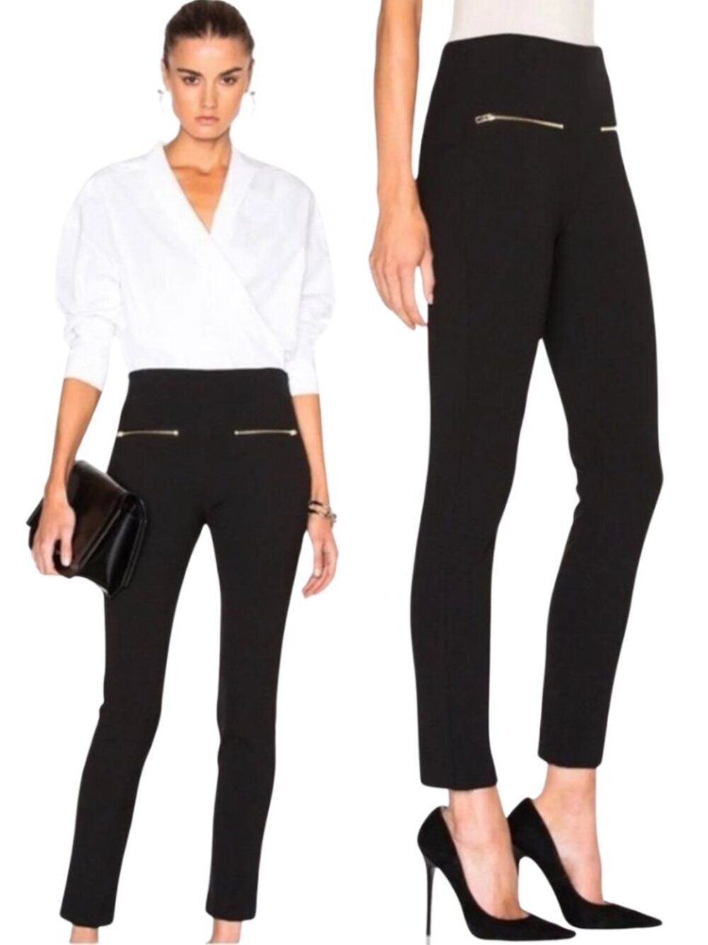 Rag & Bone Annie Cropped Ponte Pant Women's 0 Black Minimalist Career Office NWT